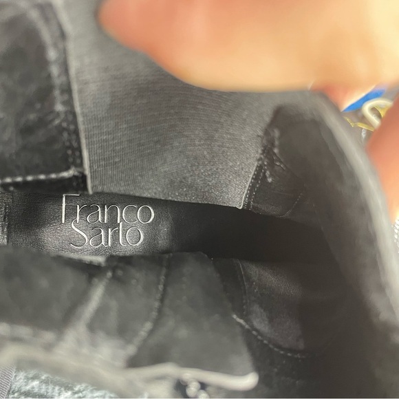 Franco Sarto Waxton Black Ankle Boots snake patent heel Sz 9 - Picture 6 of 8